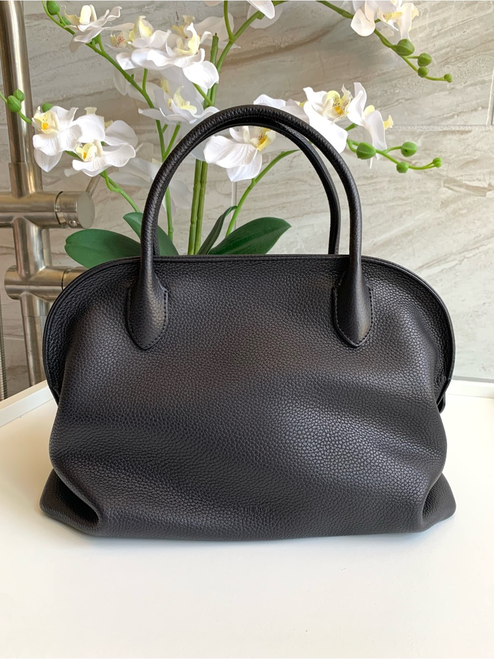 ❌SOLD❌Authentic The Row 12 Agnes in Black Grained Leather.